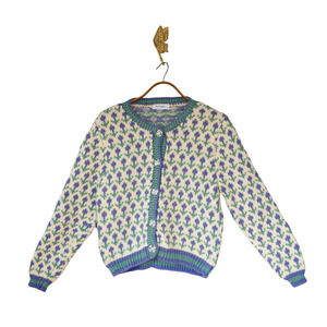 VTG Kemper Women Floral Chunky Knit Cardigan Sweater Cottagecore Farm Rockabilly